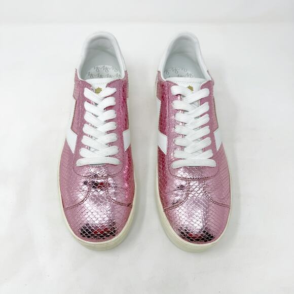 [Stuart Weitzman] Daryl Pink Metallic Snake Embossed Leather Sneakers Size 8.5 - Picture 8 of 12